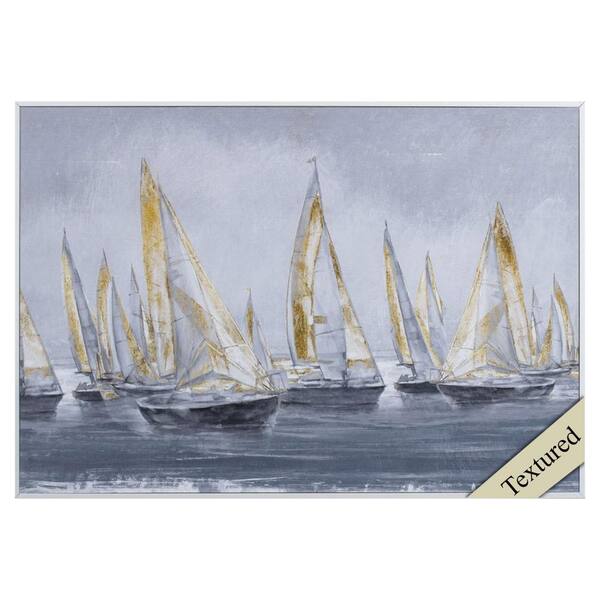 HomeRoots 24 in. Gray Sailing Horizon Abstract Framed Art