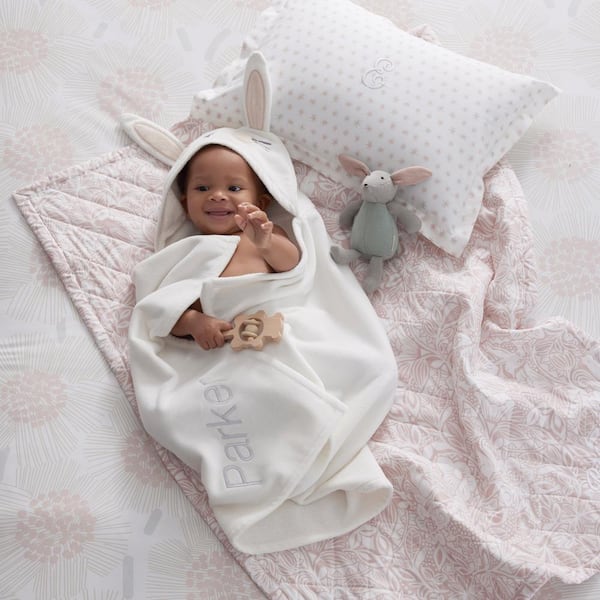 The Company Store Character Hooded Baby Bunny White Cotton Bath