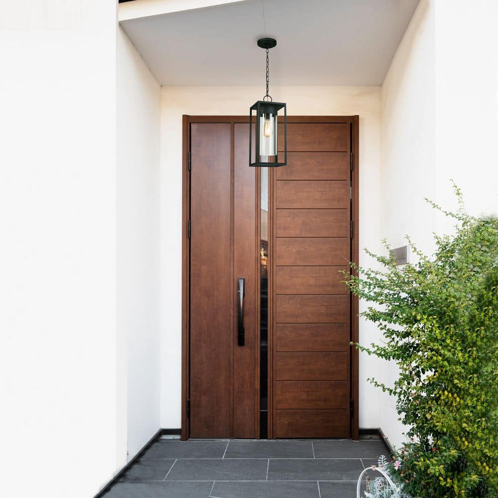 Walker Hill Matte Black Glass Outdoor Pendant Light