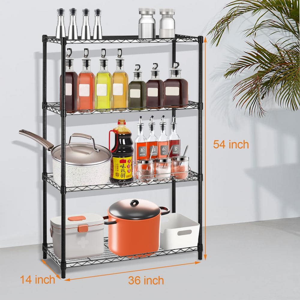 14" Deep x 36" Wide x 54" High Black Wire Shelving Unit