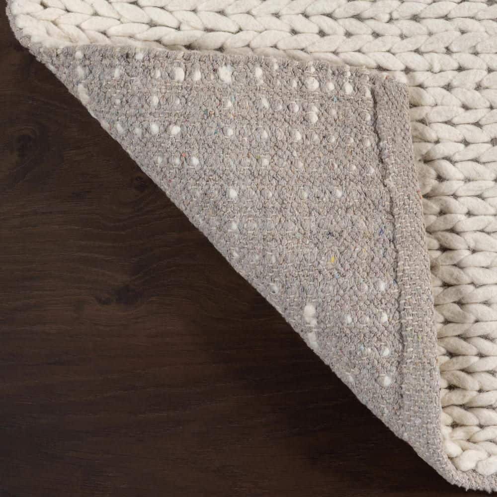 Handmade Off-White Braided Wool 5' x 8' Area Rug