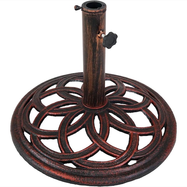 Sunnydaze 17 in. Cast Iron Patio Umbrella Base with Celtic Knot Design in Bronze
