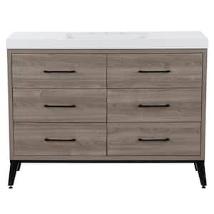 Solway 49 in. W x 19 in. D x 37 in. H Single Sink Freestanding Bath Vanity in Forest Elm with White Cultured Marble Top