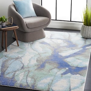 Skyler Collection Light Blue/Grey 5 ft. x 8 ft. Abstract Distressed Area Rug