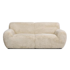 Summit 83 in. Faux Sheepskin Overstuffed Living Room Sofa Couch in Cream Beige