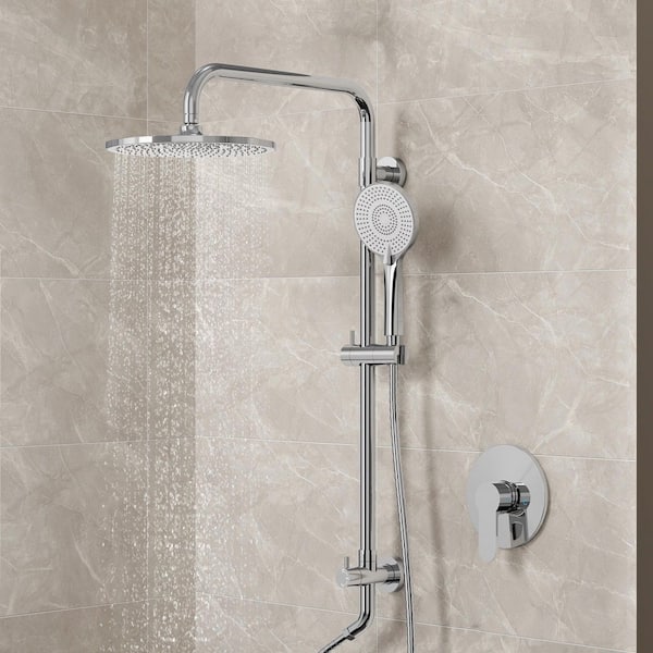 4-Spray Round High Pressure Wall Mount Shower Kit with Handheld Shower Head 2.5 GPM in Chrome (Valve Included)