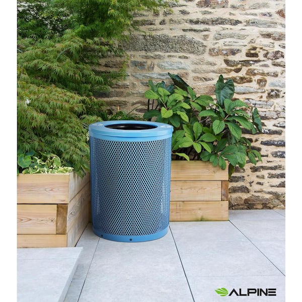 Alpine Industries 36 Gal. Blue Steel Diamond Outdoor Recycling