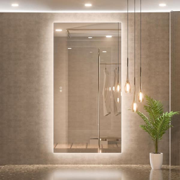 48 in. W x 30 in. H Rectangular Frameless LED Light Anti-Fog Wall Bathroom Vanity Mirror with Backlit