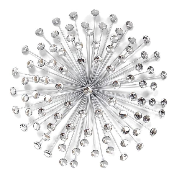 HomeRoots Silver Acrylic Burst Metal Wall Decor