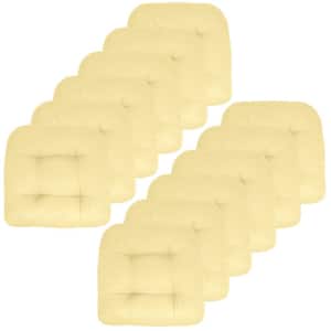 19 in. x 19 in. x 5 in. Solid Tufted Indoor/Outdoor Chair Cushion U-Shaped in Yellow (12-Pack)