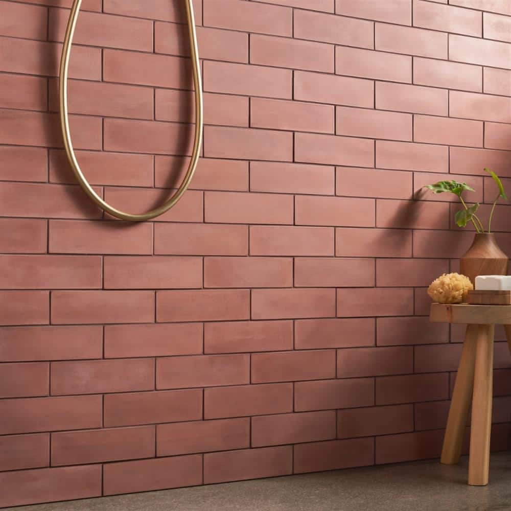 Cotto Matte Red Cement Look Subway Wall Tile 2" x 8"