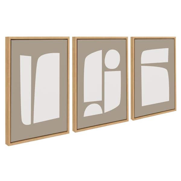 Kate and Laurel Sylvie Neutral Abstract Aztec Shapes by the Creative Bunch Studio 3-Piece Framed Art Print 18 in. x 24 in.