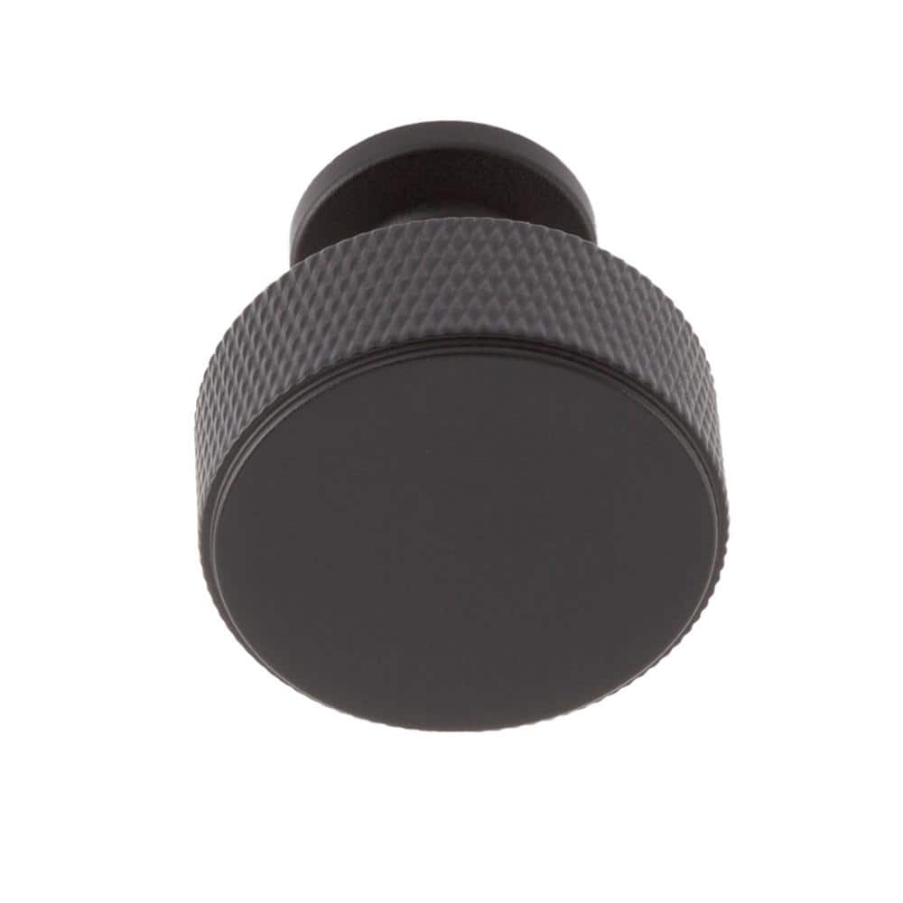 Kent Knurled Matte Black Round Cabinet Knob with Mounting Hardware