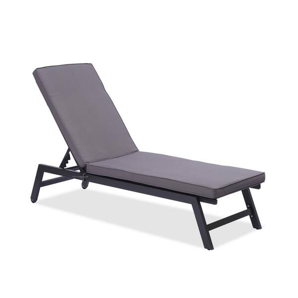 Unbranded Aluminum Outdoor Lounge Chair with and 5-Position Adjustable Recliner for Garden in Gray Cushions