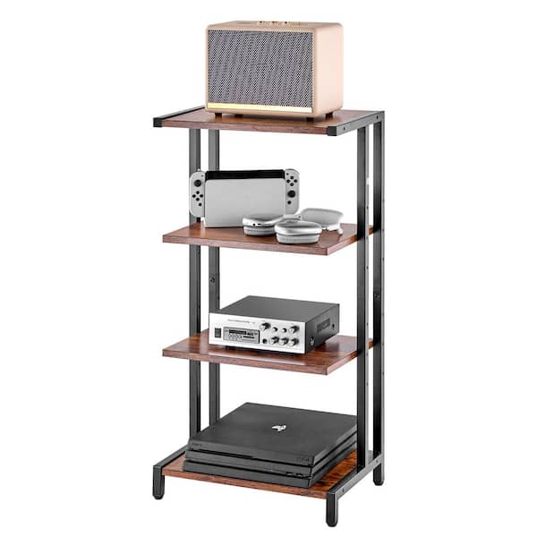 VEVOR AV Media Stand 4-Tier, Audio/Video Stand Height-Adjustable Wooden Audio-Video Media Stand