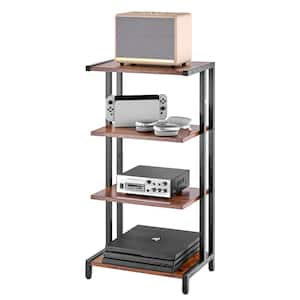 AV Media Stand 4-Tier, Audio/Video Stand Height-Adjustable Wooden Audio-Video Media Stand