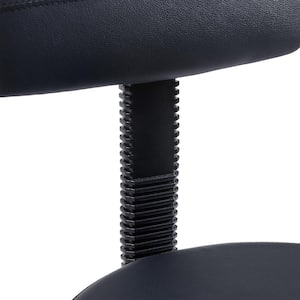Office Stool Faux Leather Rolling Ergonomic Office Chair in Black Style 1 with Footrest and Wheels