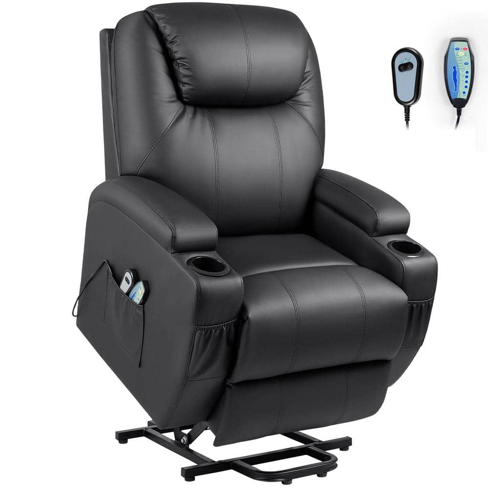 JAYDEN CREATION Joseph Black Genuine Leather Swivel Rocking Manual Recliner  with Straight Tufted Back Cushion and Curved Mood Arms RCCZ0827-BLK - The  Home Depot