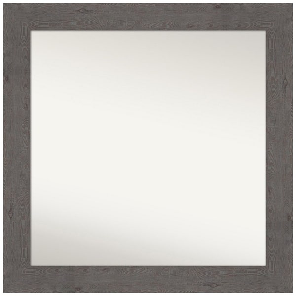Amanti Art Rustic Plank Grey 31.5 in. x 31.5 in. Non-Beveled Rustic Square Framed Wall Mirror in Gray