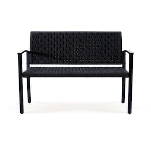 Chelsea 2-Person Black Wicker Metal Outdoor Bench