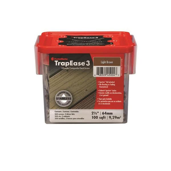 Trap Ease 3-Stainless 2.5 in. Torx Trim Head Composite Deck Screw-350-Pieces Box Light Brown ASTM