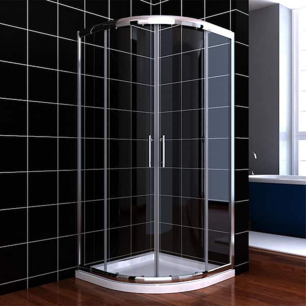 TOOLKISS 36.7 in. W x 71.8 in. H Sliding Framed Shower Door/Enclosure in Chrome with Clear Glass