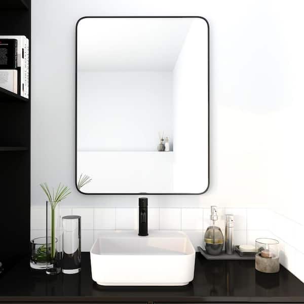 Staykiwi 24 in. W. x 32 in. H Rectangular Framed Wall Bathroom Vanity Mirror in Black