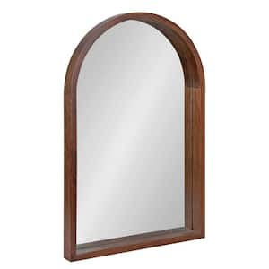 Hutton 20.00 in. W x 30.00 in. H Arch Wood Walnut Brown Framed Transitional Wall Mirror