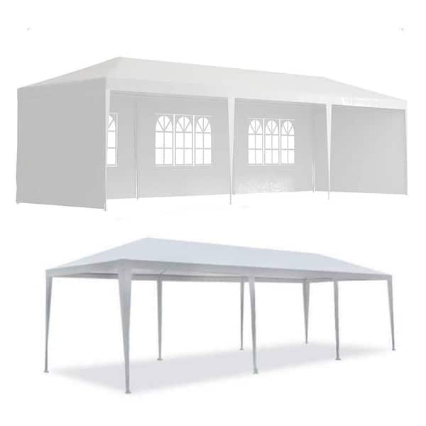 Misopily 10 ft. x 30 ft. Outdoor Garden Gazebo, Wedding Party Tent Canopy Marquee with 5 Removable Sidewalls, White