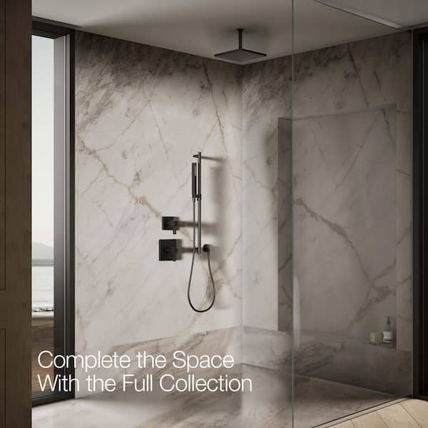 KOHLER Honesty 1-Spray Patterns with 1.75 GPM 10 in. Ceiling Mount Fixed Shower Head in Matte Black