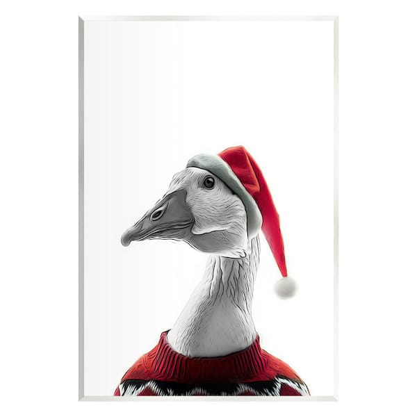 Stupell Industries Duck in Santa Hat by Annalisa Latella 1-Piece Unframed Graphic Print Animal Poster Art Print 19 in. x 13 in.