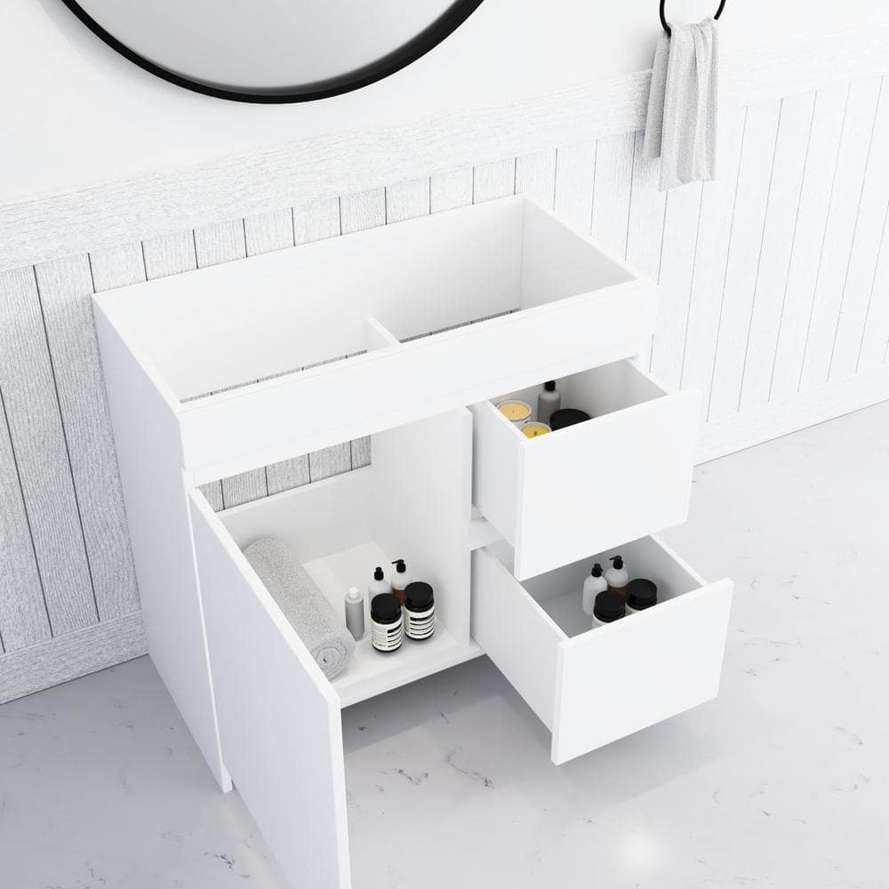 White Freestanding Single Bathroom Vanity with Soft Close Drawers