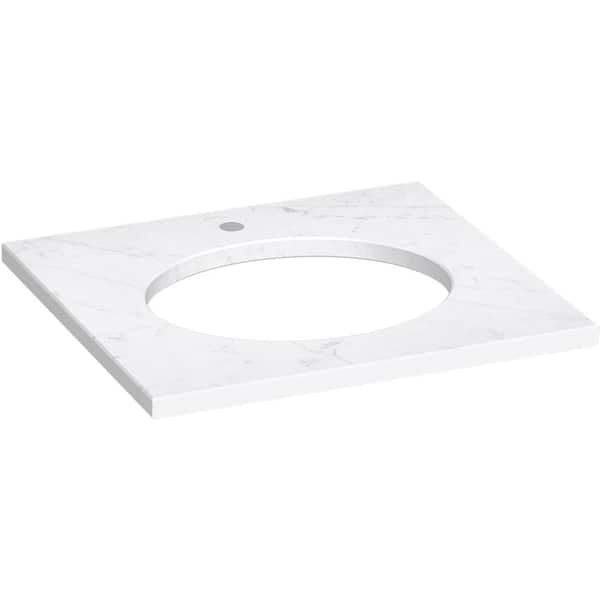 KOHLER Silestone 25 in. W x 22.4375 in. D Quartz Oval Cutout with Vanity Top in Eternal Statuario