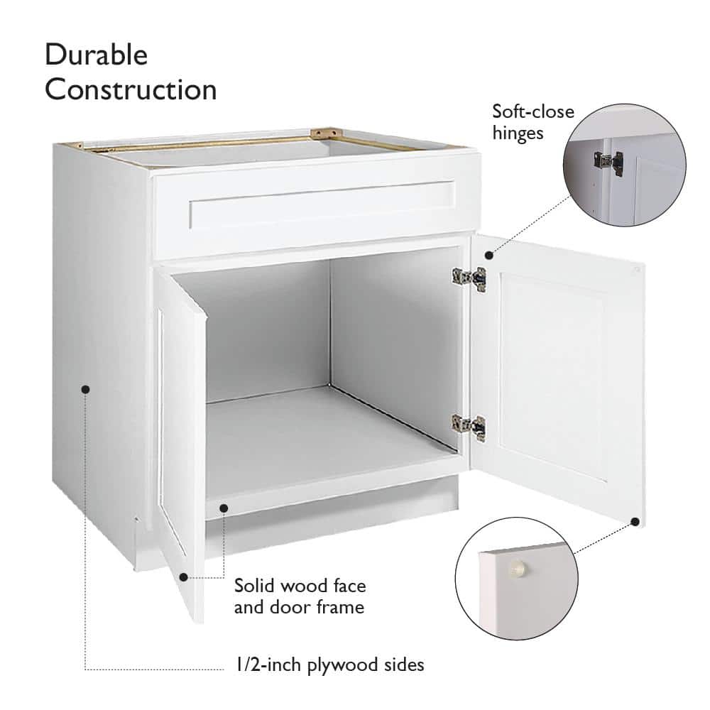 Brookings White Shaker 42" Sink Base Cabinet
