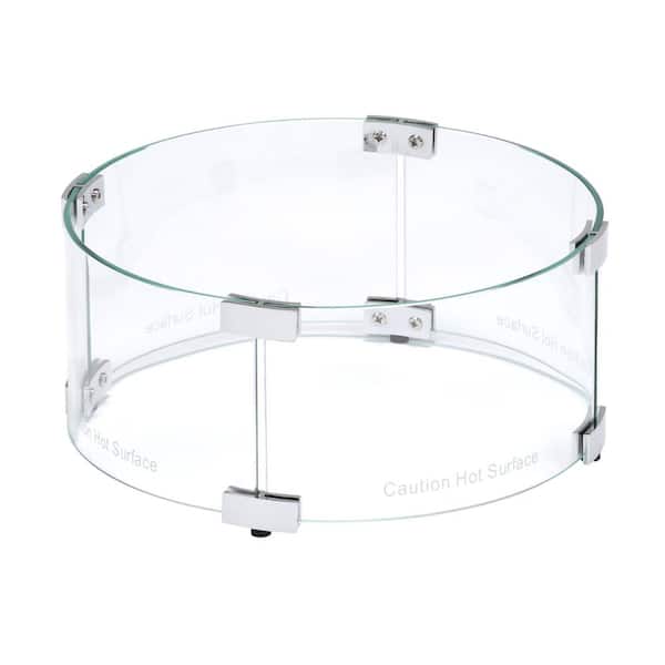 Celestial Fire Glass 14 in. Round Tempered Glass Fire Pit Wind Guard ...