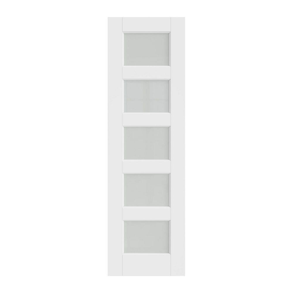 18 in. x 80 in. Single 5-Lite Frosted Glass Solid Core White Primed MDF Multi-usage Interior Door Slab without Hardware price history on PriceWatchPro