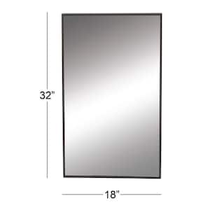 32 in. x 18 in. Rectangle Framed Black Wall Mirror with Thin Minimalistic Frame