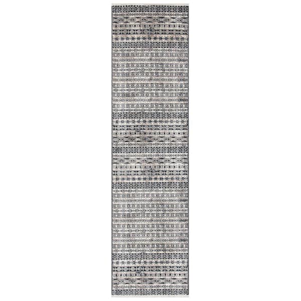 SAFAVIEH Herat Ivory/Black 3 ft. x 10 ft. Tribal Striped Runner Rug