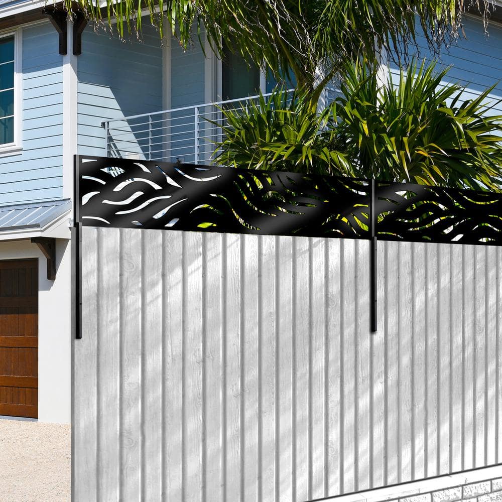 Black Galvanized Steel Decorative Privacy Panel, 16" x 72"