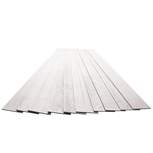 American Pro Decor 3/16 in. x 5-1/8 in. x 46-1/2 in. Beachwood White Rustic Pine Wood Plank Self-Adhesive (10-Pack)
