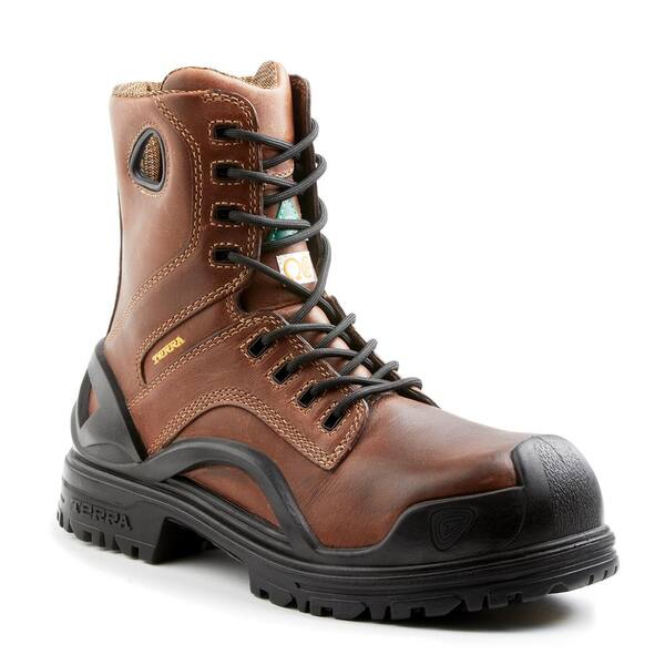 Terra Men's Bridge Waterproof 6'' Work Boots - Composite Toe - Brown Size 10(M)