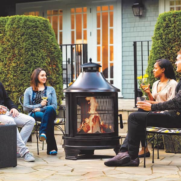 Unbranded XOT035 Metal Outdoor Garden 2-in-1 Heating Stove Fireplace Fire Pit with Rotatable and Removable Cooking Stove Rack