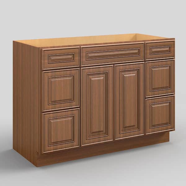 Hausvita 48 in. W x 21 in. D x 34.5 in. H in Cameo Scotch Plywood Ready to Assemble Floor Vanity Sink Base Kitchen Cabinet