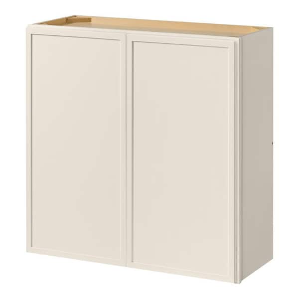 Leyton 30 in. W x 12 in. D x 30 in. H Ready to Assemble Plywood Slim Shaker Wall Kitchen Cabinet in Antique White