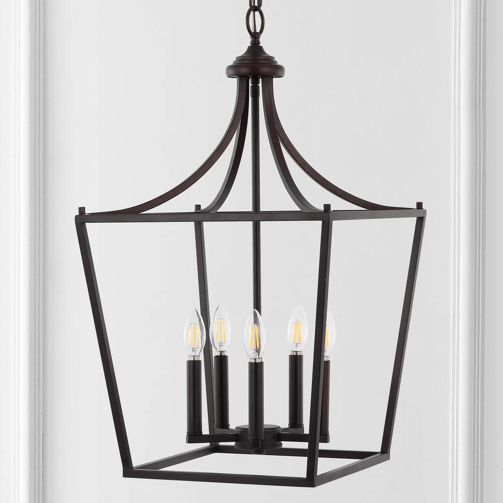 Camden 16" Oil-Rubbed Bronze 5-Light LED Iron Pendant Lantern