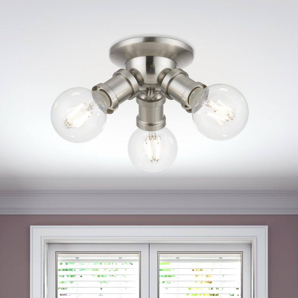 Lansdale 7" Brushed Nickel 3-Light Transitional Flush Mount