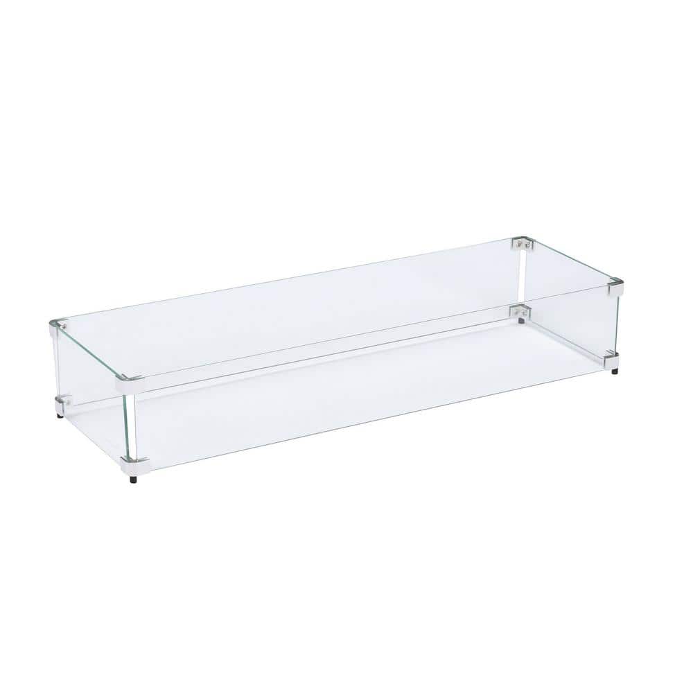 35.5 in. x 11.5 in Tempered Glass Fire Pit Wind Guard for 30 in. x 6 in. Rectangular Drop-In Fire Pit Pan price history on PriceWatchPro