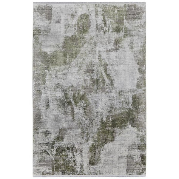 13 ft. x 20 ft. Gray, Silver, Green Geometric Area Rug