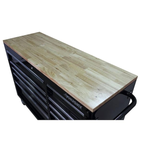 Husky - 52 in. 10-Drawer Mobile Workbench with Adjustable-Height Top, Black