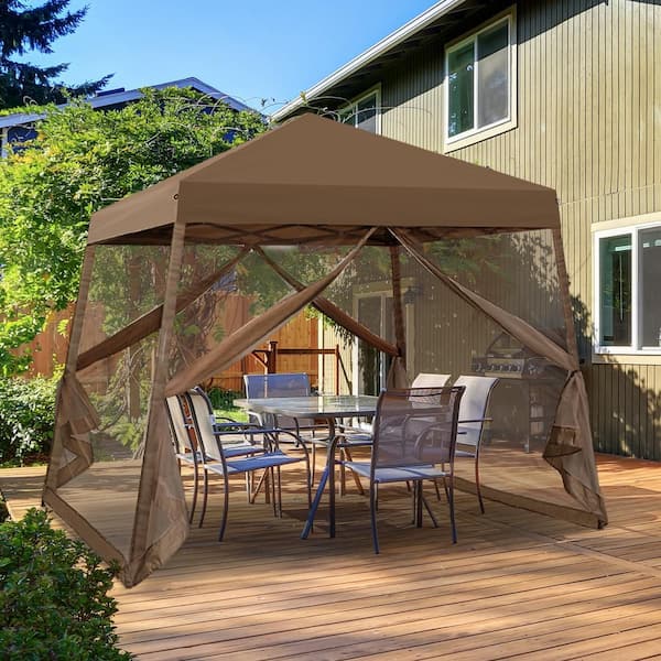10 ft. x 10 ft. Slant Leg Pop Up Gazebo Tent with Mosquito Netting